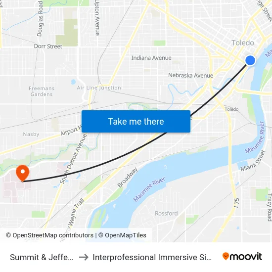 Summit & Jefferson NW to Interprofessional Immersive Simulation Center map