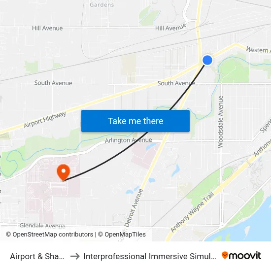 Airport & Shasta SE to Interprofessional Immersive Simulation Center map