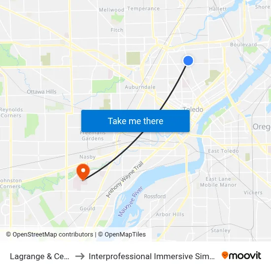 Lagrange & Central SE to Interprofessional Immersive Simulation Center map