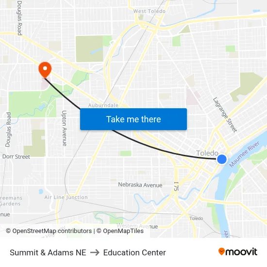 Summit & Adams NE to Education Center map