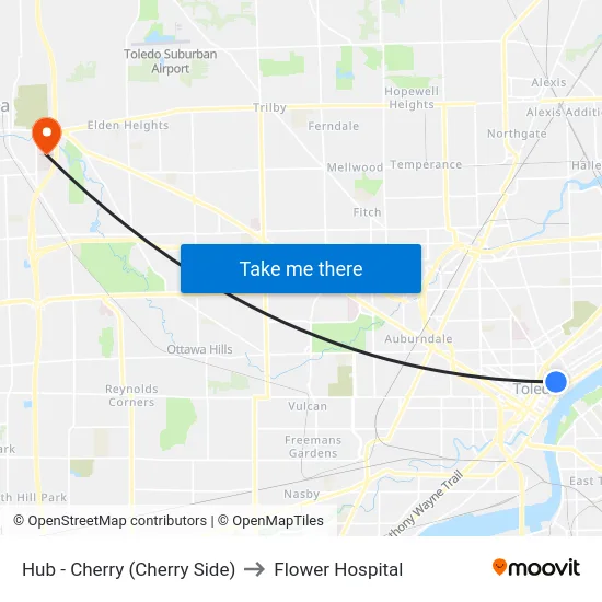 Hub - Cherry (Cherry Side) to Flower Hospital map
