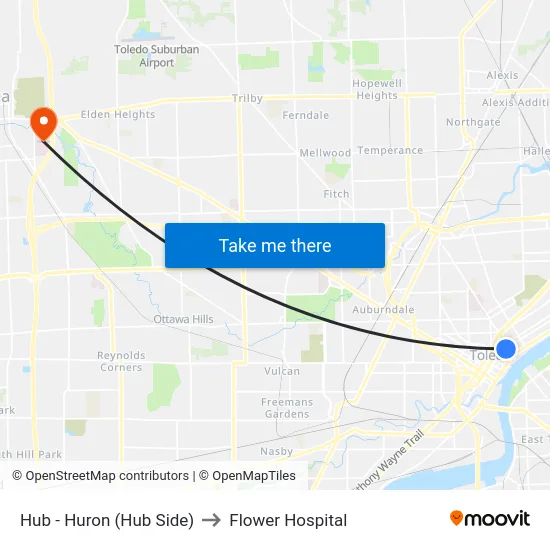 Hub - Huron (Hub Side) to Flower Hospital map