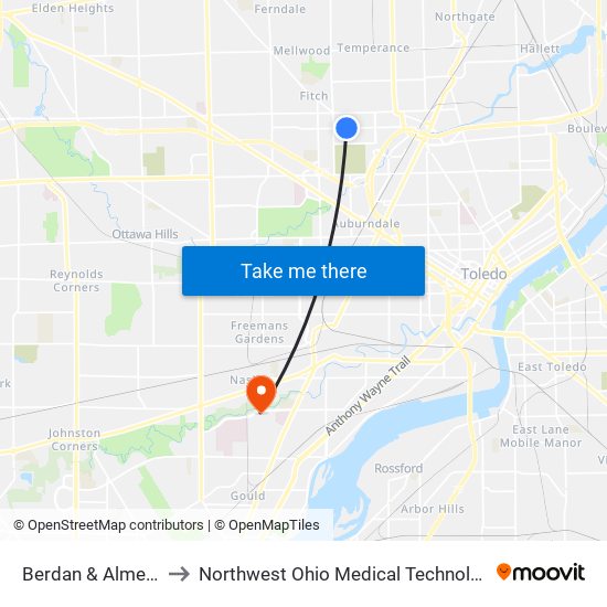 Berdan & Almeda NE to Northwest Ohio Medical Technology Center map