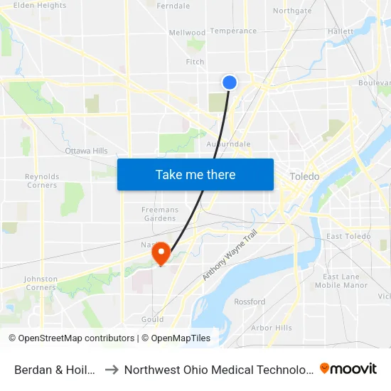 Berdan & Hoiles NE to Northwest Ohio Medical Technology Center map