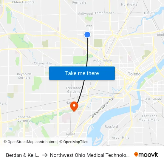 Berdan & Kelly NE to Northwest Ohio Medical Technology Center map
