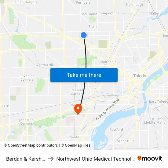 Berdan & Kershaw NE to Northwest Ohio Medical Technology Center map