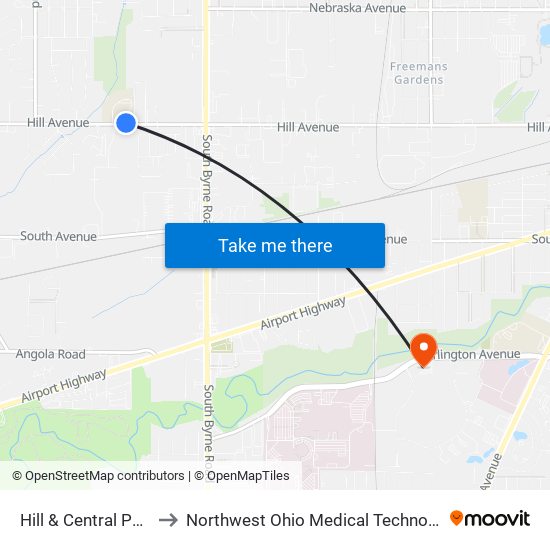 Hill & Central Park NW to Northwest Ohio Medical Technology Center map