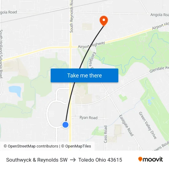 Southwyck & Reynolds SW to Toledo Ohio 43615 map