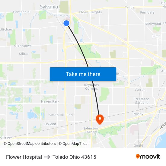 Flower Hospital to Toledo Ohio 43615 map