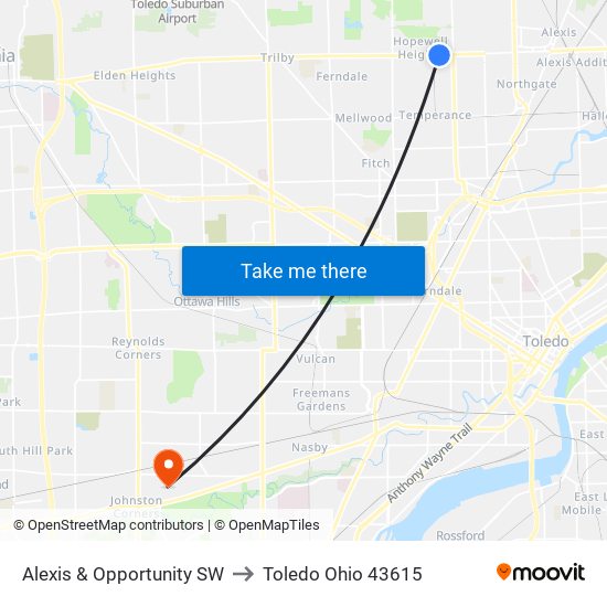 Alexis & Opportunity SW to Toledo Ohio 43615 map