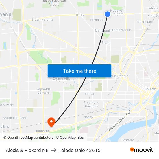 Alexis & Pickard NE to Toledo Ohio 43615 map