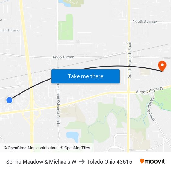 Spring Meadow & Michaels W to Toledo Ohio 43615 map