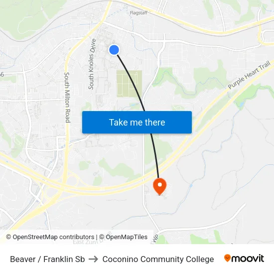Beaver / Franklin Sb to Coconino Community College map