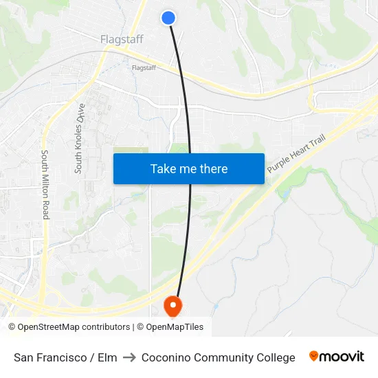 San Francisco / Elm to Coconino Community College map