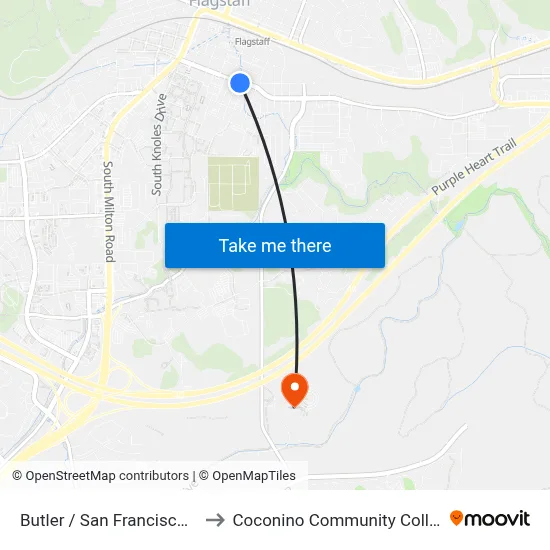 Butler / San Francisco Eb to Coconino Community College map