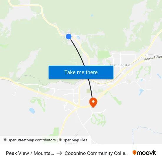 Peak View / Mountain to Coconino Community College map