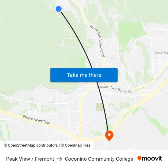 Peak View / Fremont to Coconino Community College map