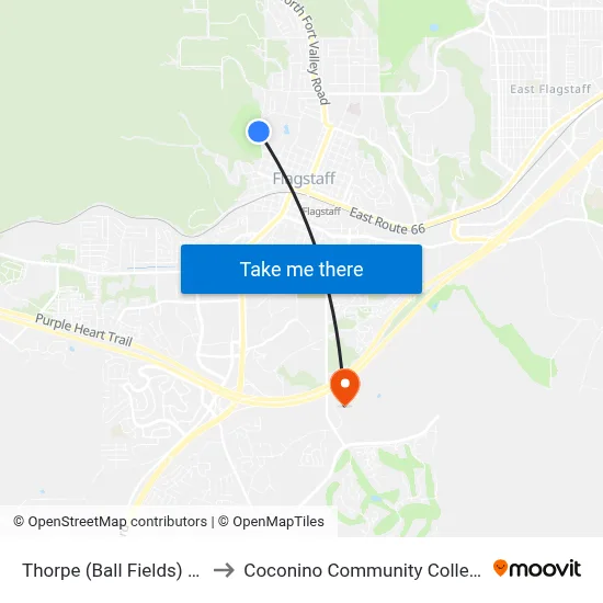 Thorpe (Ball Fields) Sb to Coconino Community College map