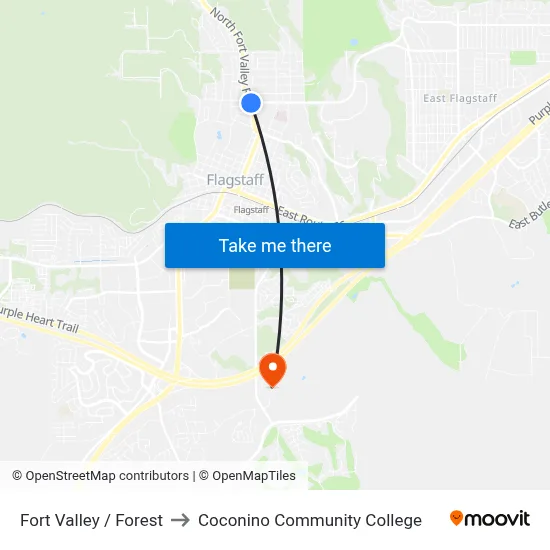Fort Valley / Forest to Coconino Community College map