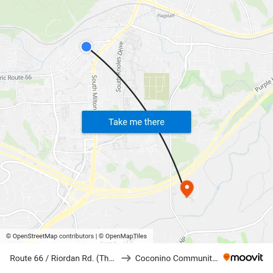Route 66 / Riordan Rd. (The Standard) to Coconino Community College map