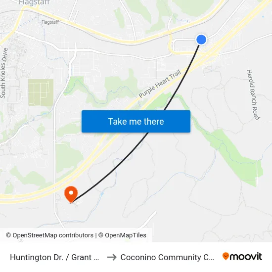 Huntington Dr. / Grant St. Eb to Coconino Community College map