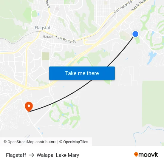 Flagstaff to Walapai Lake Mary map