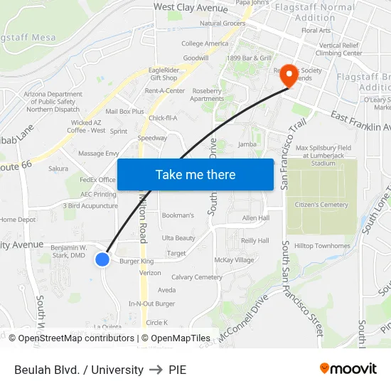 Beulah Blvd. / University to PIE map