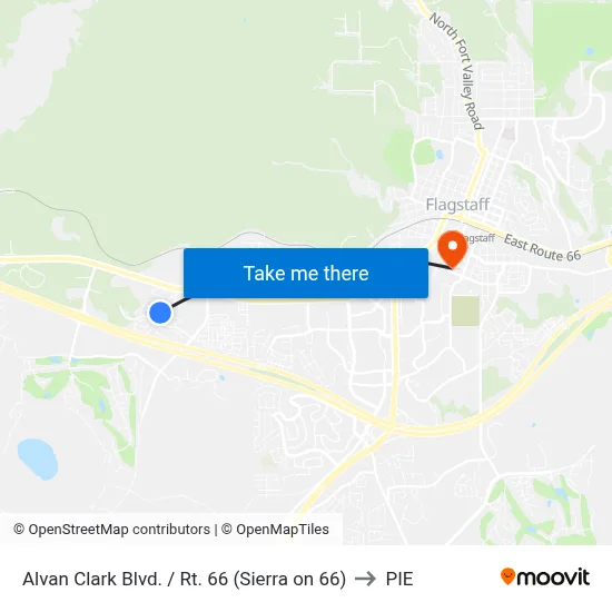 Alvan Clark Blvd. / Rt. 66 (Sierra on 66) to PIE map