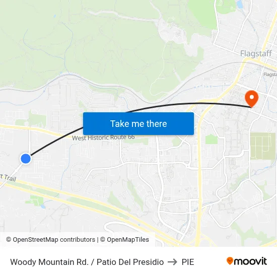Woody Mountain Rd. / Patio Del Presidio to PIE map