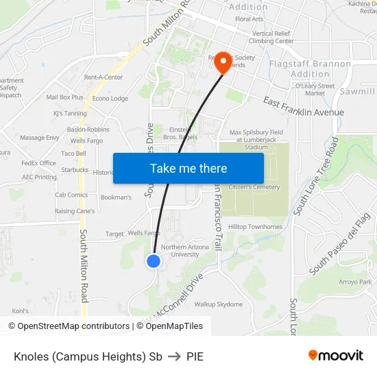 Knoles (Campus Heights) Sb to PIE map