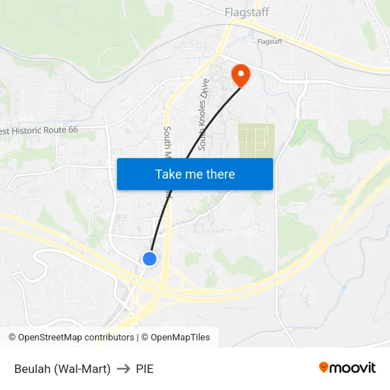 Beulah (Wal-Mart) to PIE map