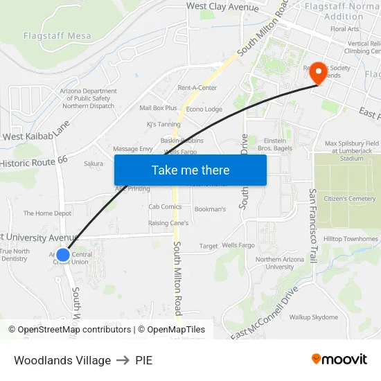 Woodlands Village to PIE map