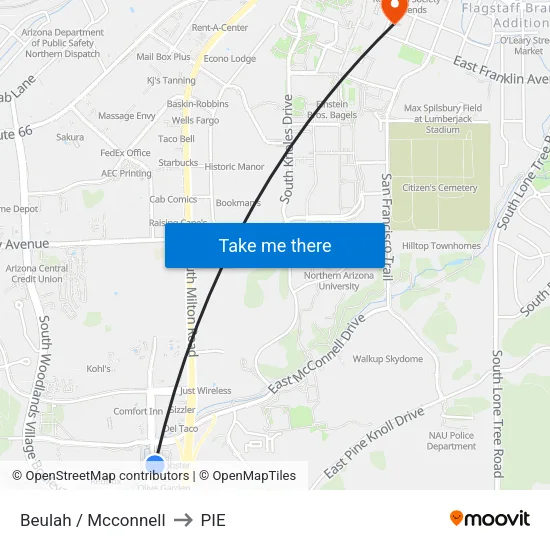 Beulah / Mcconnell to PIE map