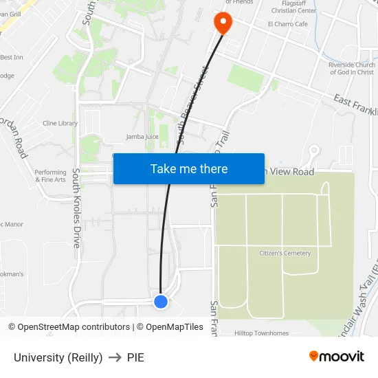 University (Reilly) to PIE map