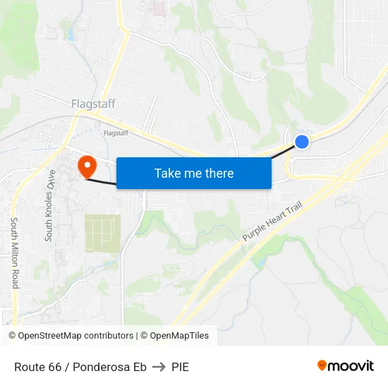 Route 66 / Ponderosa Eb to PIE map