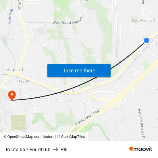 Route 66 / Fourth Eb to PIE map