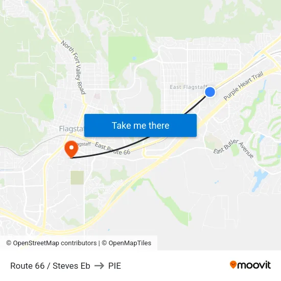 Route 66 / Steves Eb to PIE map