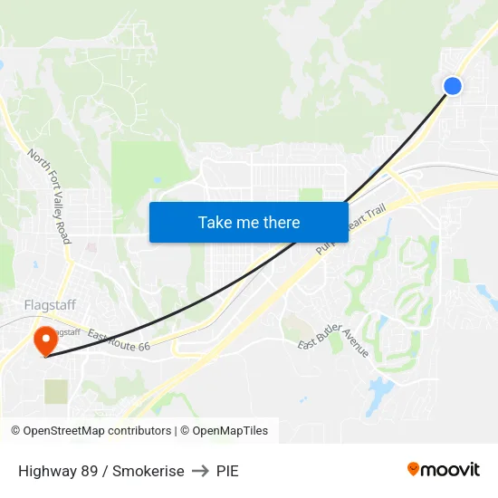 Highway 89 / Smokerise to PIE map