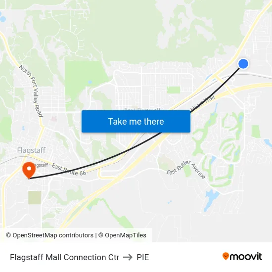 Flagstaff Mall Connection Ctr to PIE map