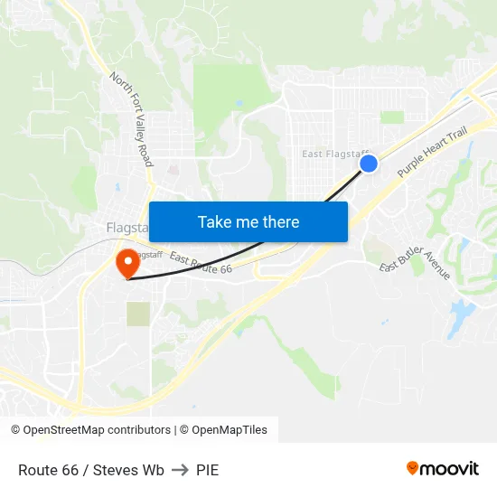 Route 66 / Steves Wb to PIE map
