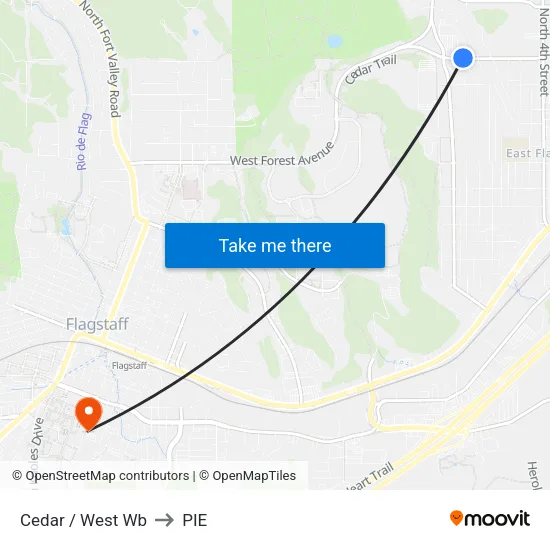 Cedar / West Wb to PIE map