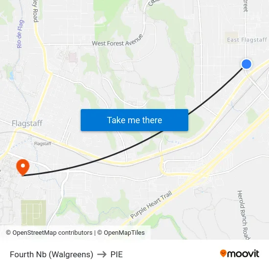 Fourth Nb (Walgreens) to PIE map