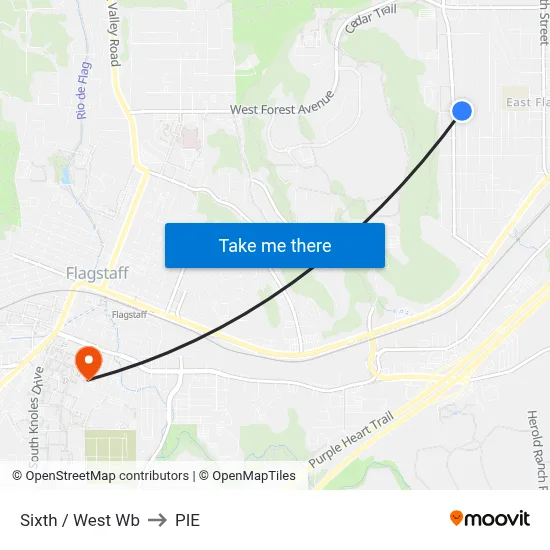 Sixth / West Wb to PIE map