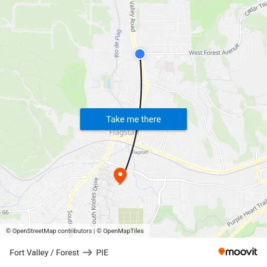 Fort Valley / Forest to PIE map