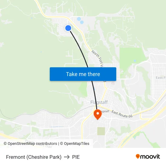 Fremont (Cheshire Park) to PIE map