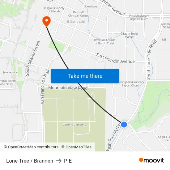 Lone Tree / Brannen to PIE map