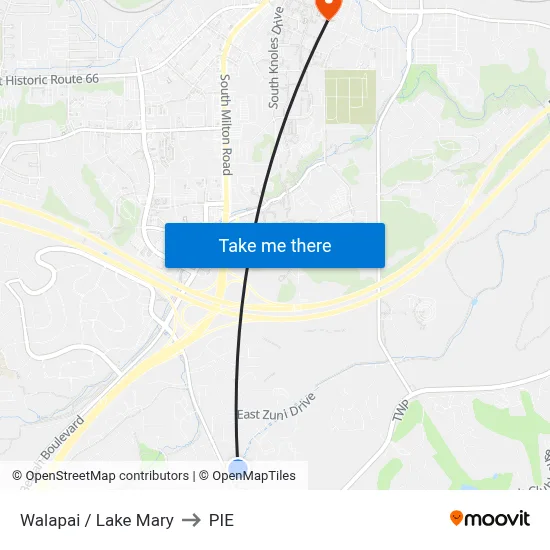 Walapai / Lake Mary to PIE map