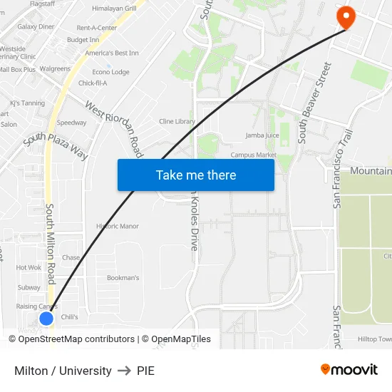 Milton / University to PIE map