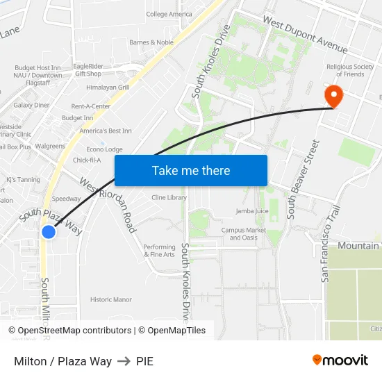 Milton / Plaza Way to PIE map