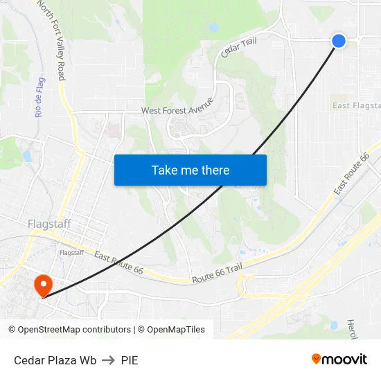 Cedar Plaza Wb to PIE map